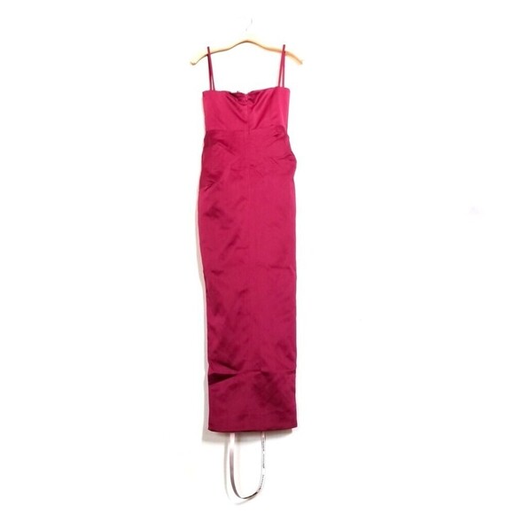 NWT House of CB Flora Wine Satin Pleated Corset Bustier Midi Dress Small Prom - Picture 9 of 12